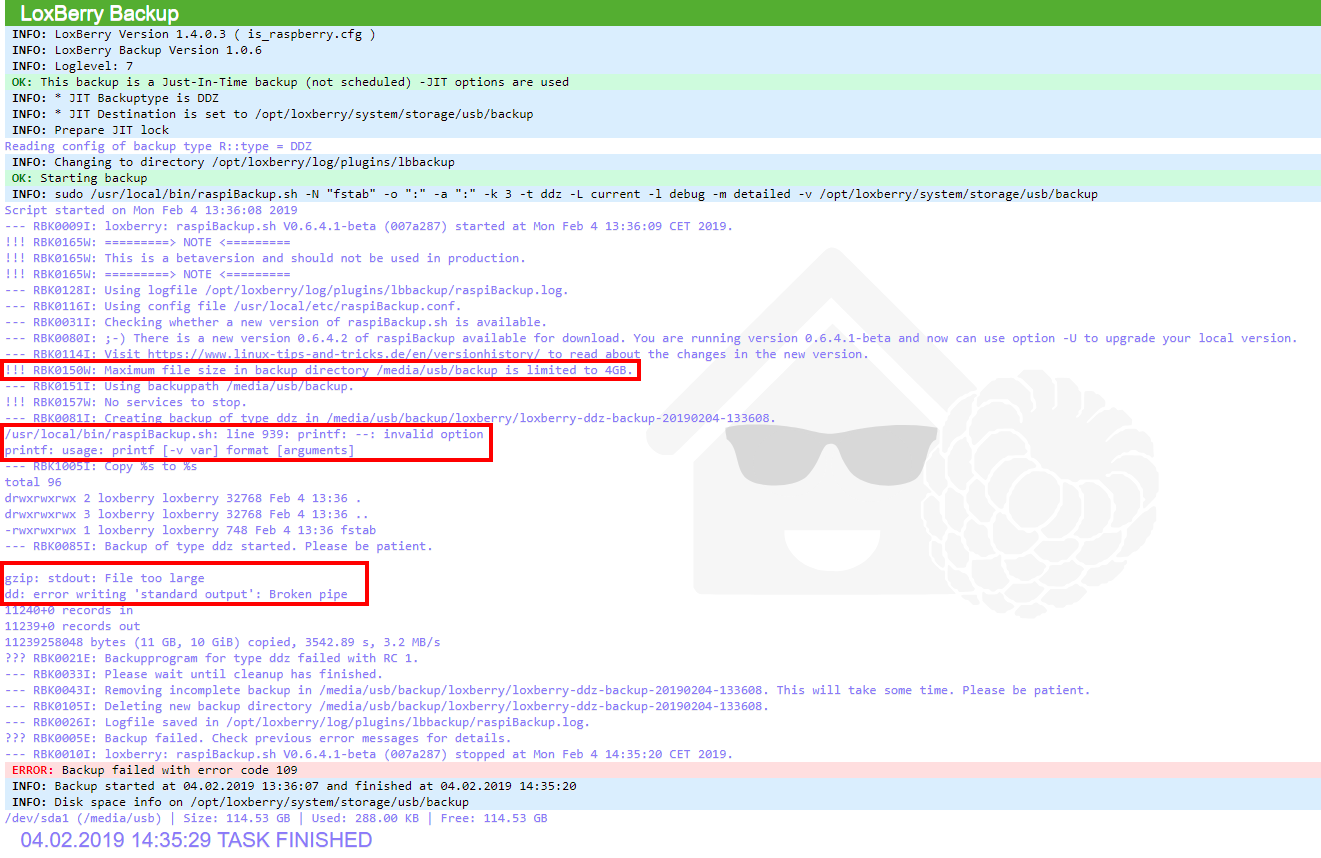 Klicke auf die Grafik für eine vergrößerte Ansicht

Name: LoxBerryBackup_Error.png
Ansichten: 398
Größe: 225,5 KB
ID: 188847