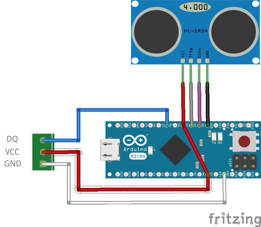 Füllstandmessung mit Ultraschall via Arduino und 1-Wire Emulator