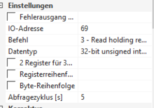 Klicke auf die Grafik für eine vergrößerte Ansicht

Name: Modbus_e3dc_Config_Batteriebezug.PNG
Ansichten: 4347
Größe: 27,8 KB
ID: 315005